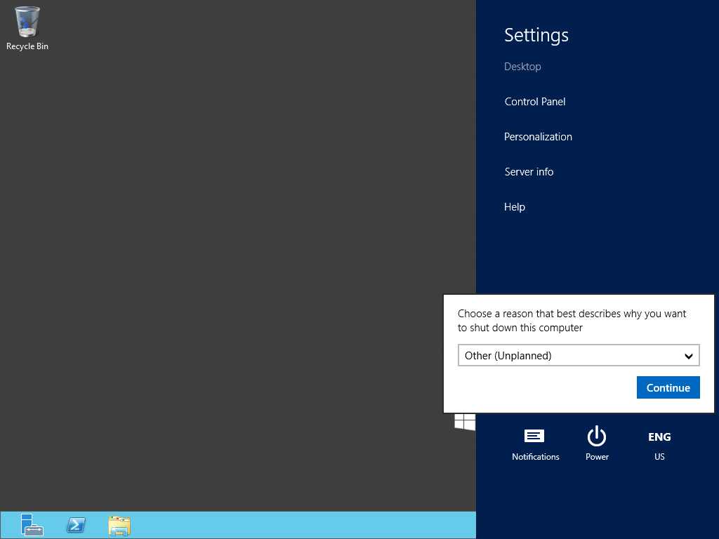 Windows Server 2012 Shutdown