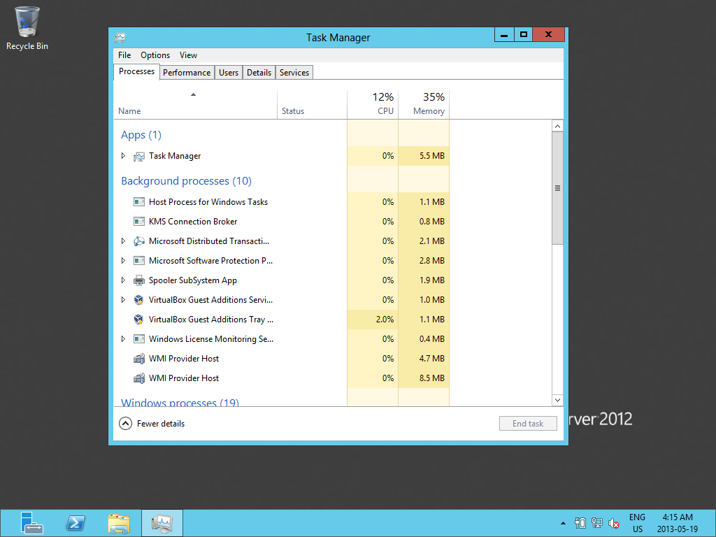 Windows Server 2012 Task Manager