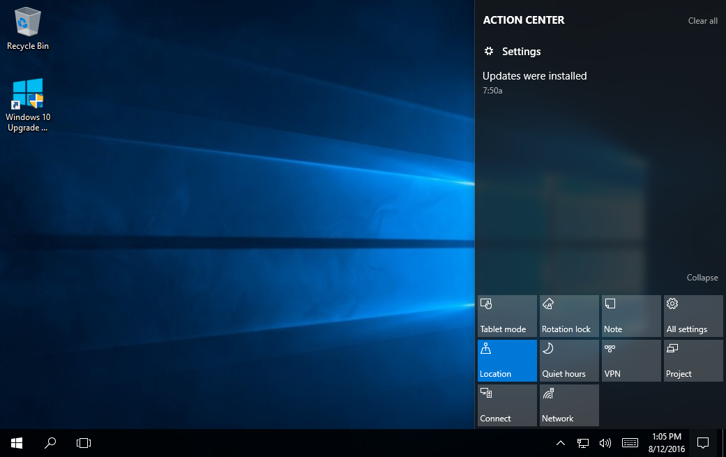 Windows 10.1 Action Center