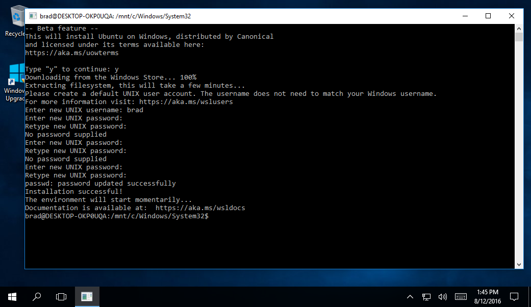 Windows 10.1 Bash