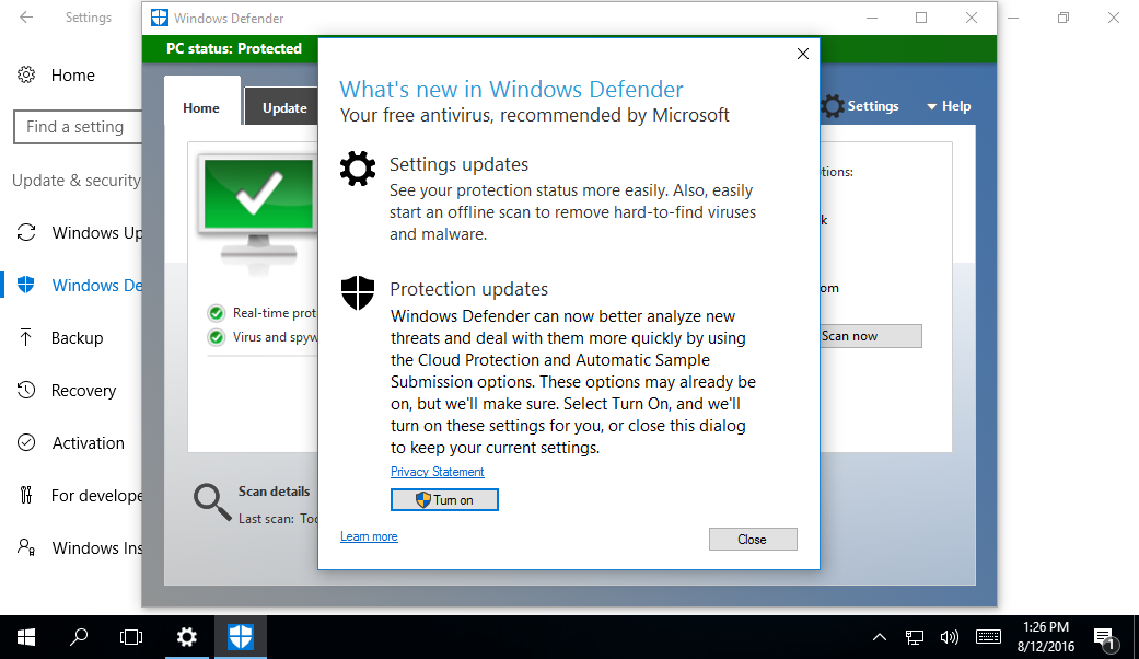 Windows 10.1 Defender