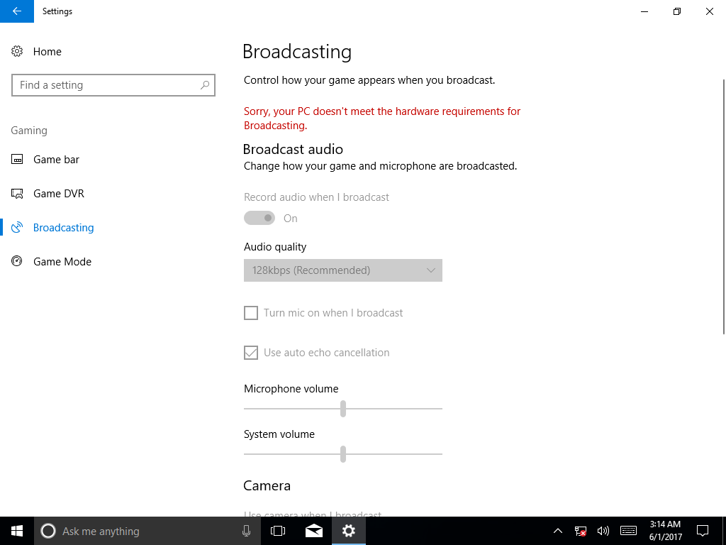 Windows 10 Creator Update Broadcaster