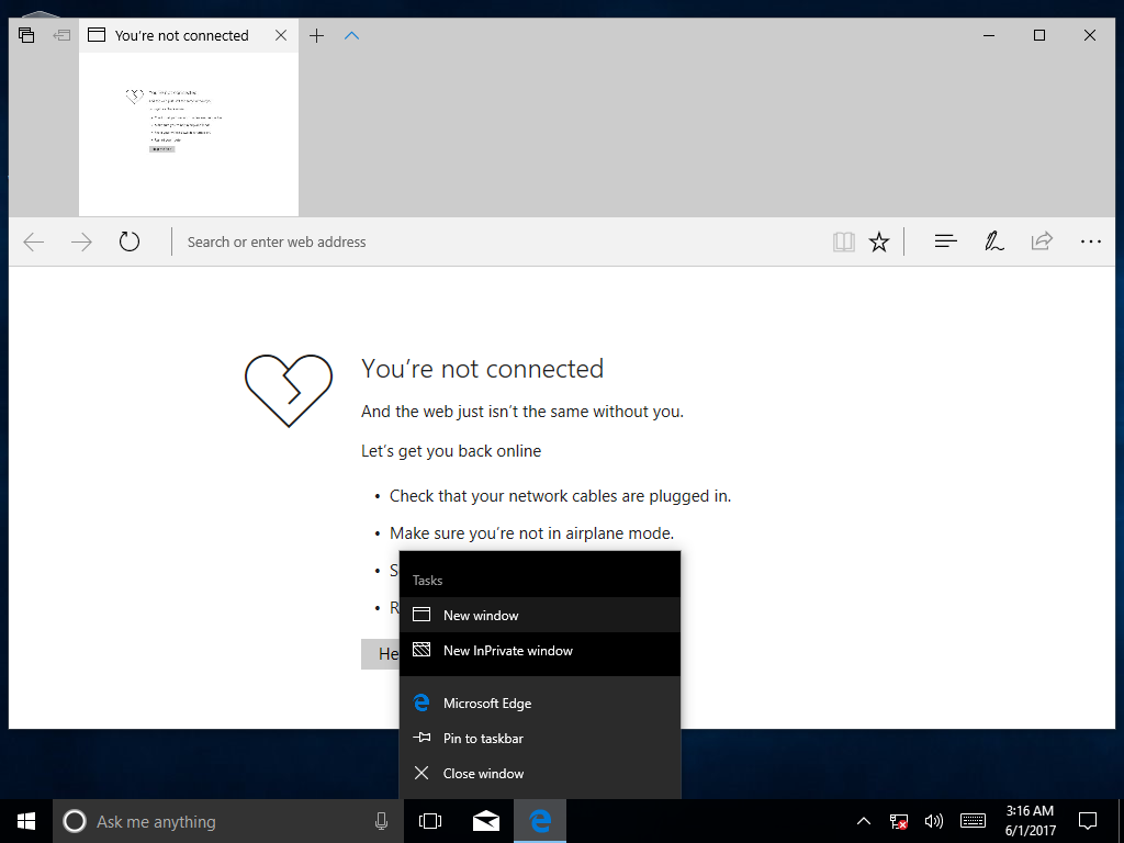 Windows 10 Creator Update Context menu
