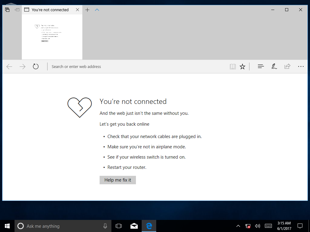 Windows 10 Creator Update Edge tab preview