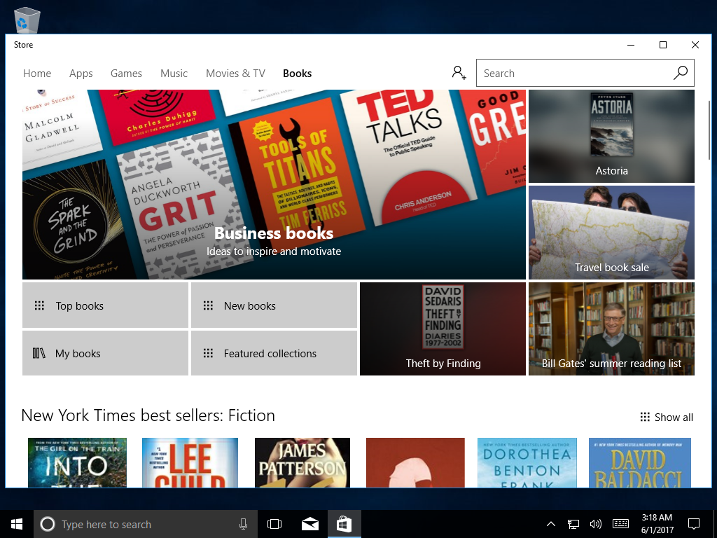 Windows 10 Creator Update Store books