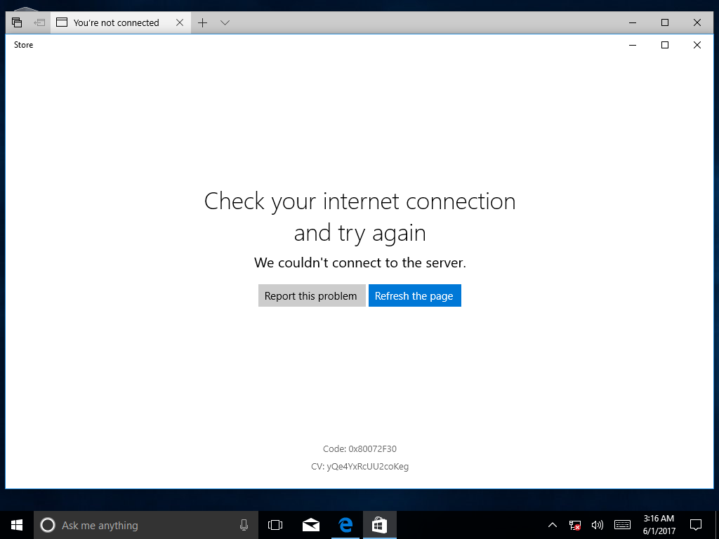 Windows 10 Creator Update Store with no internet