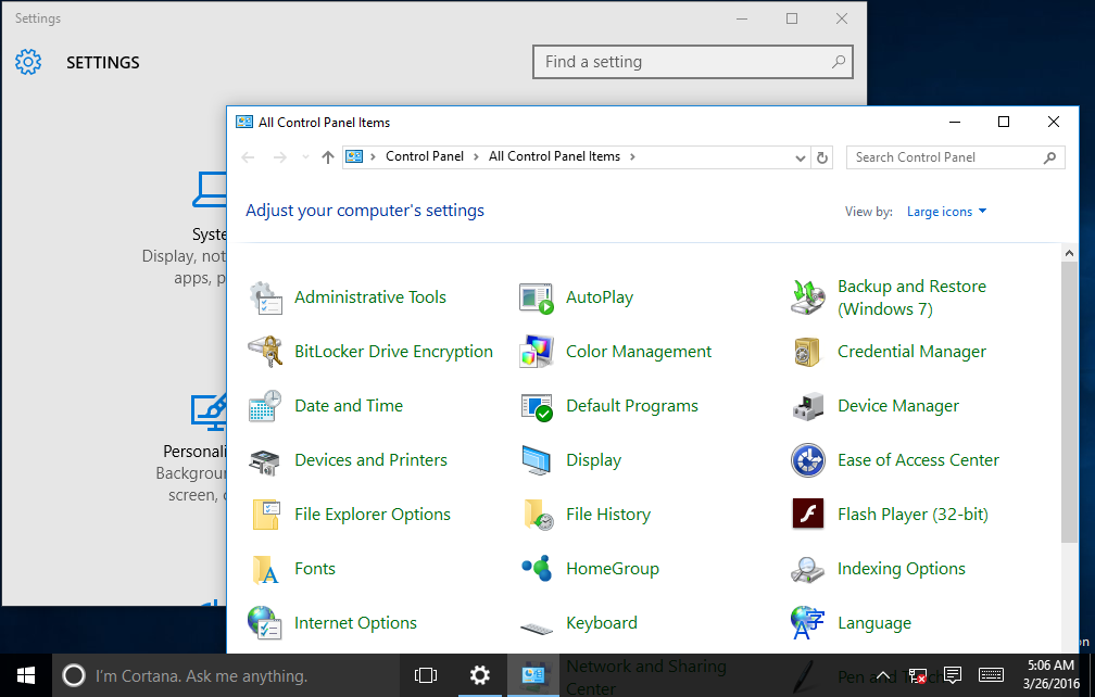 Windows 10 Control panel RANT