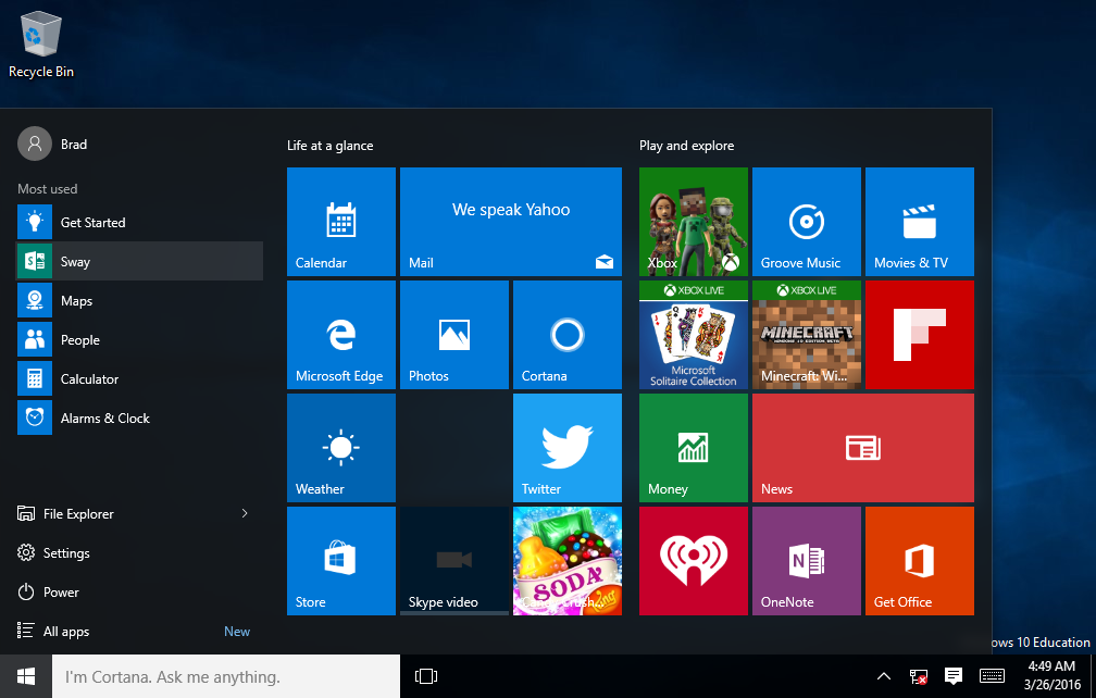 Windows 10 Start menu