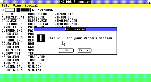 Exiting Windows 1.01