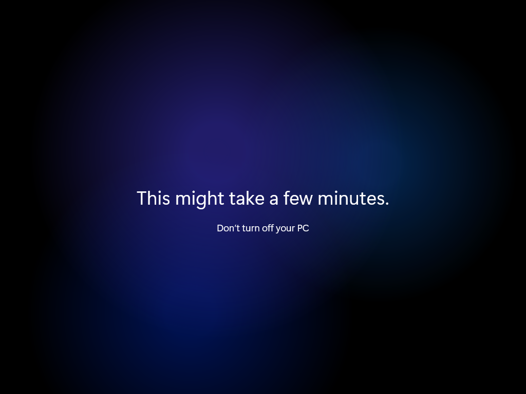 Windows 11 OOBE prep screen