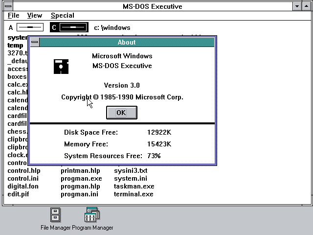 Windows 3.0 MS-DOS Executive