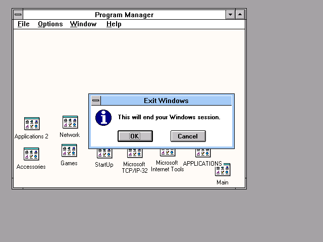 Exiting Windows 3.11