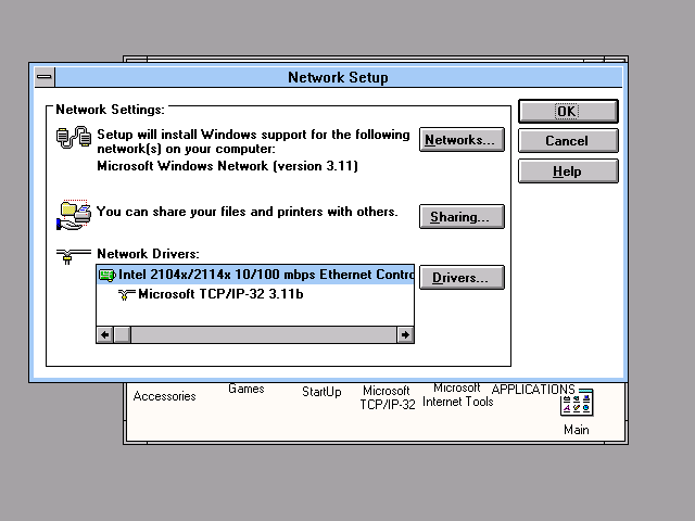 Windows 3.11 Network Setup