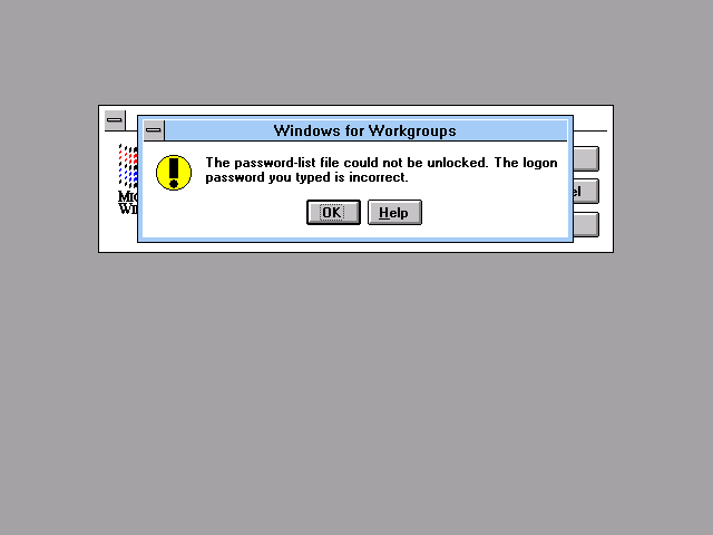 Windows 3.11 Wrong Password