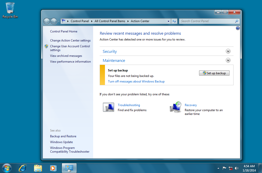 Windows 7 Action Center