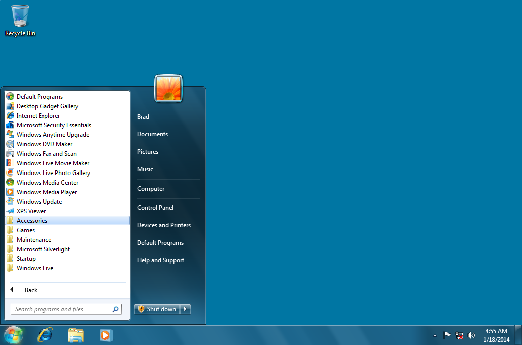 Windows 7 Start Menu