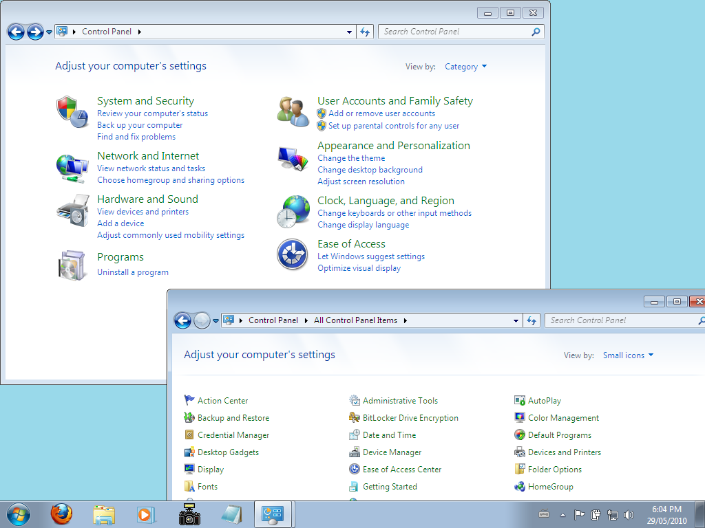 Windows 7 RC Control Panel