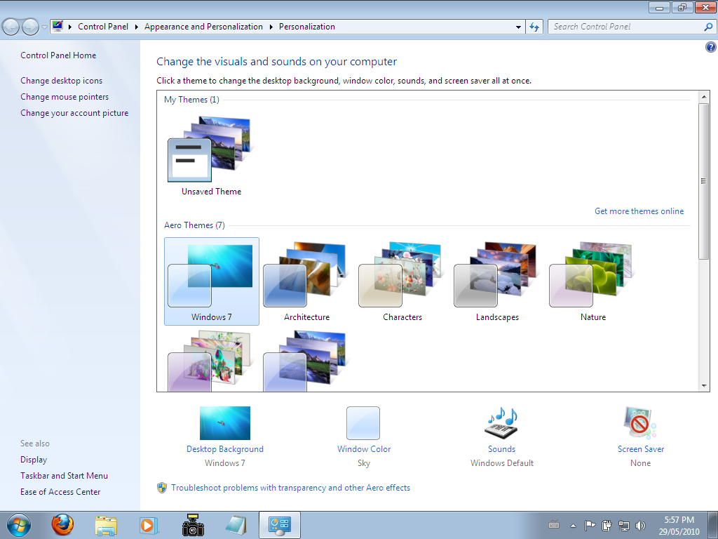 Windows 7 RC Personalize