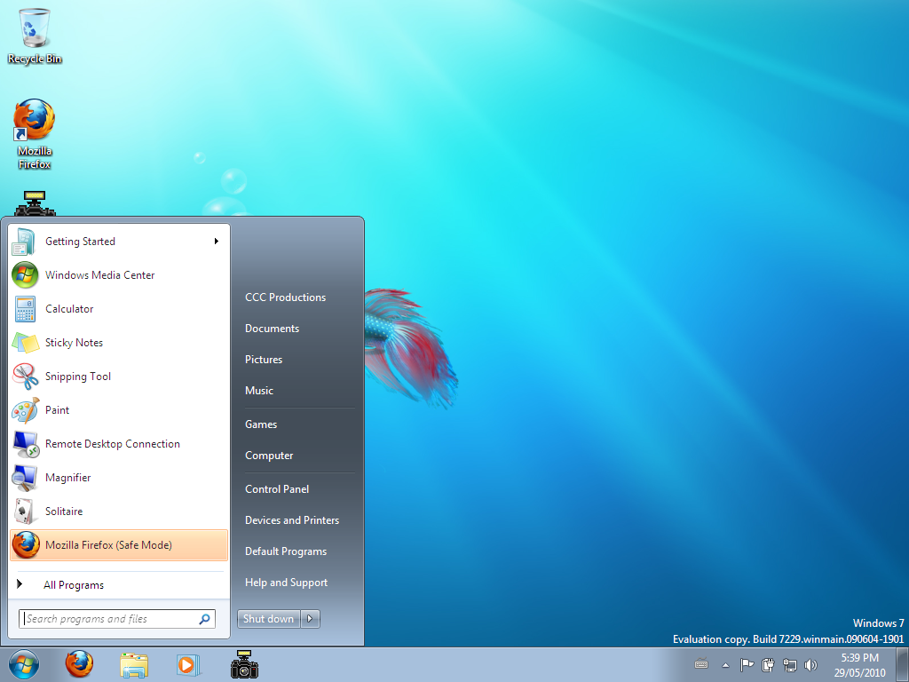 Windows 7 RC Start Menu