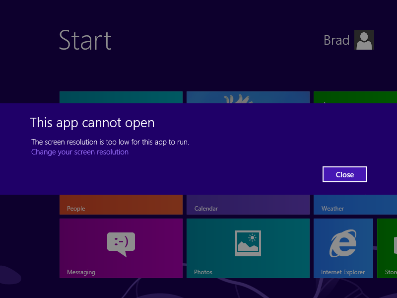 Windows 8 Low Resolution