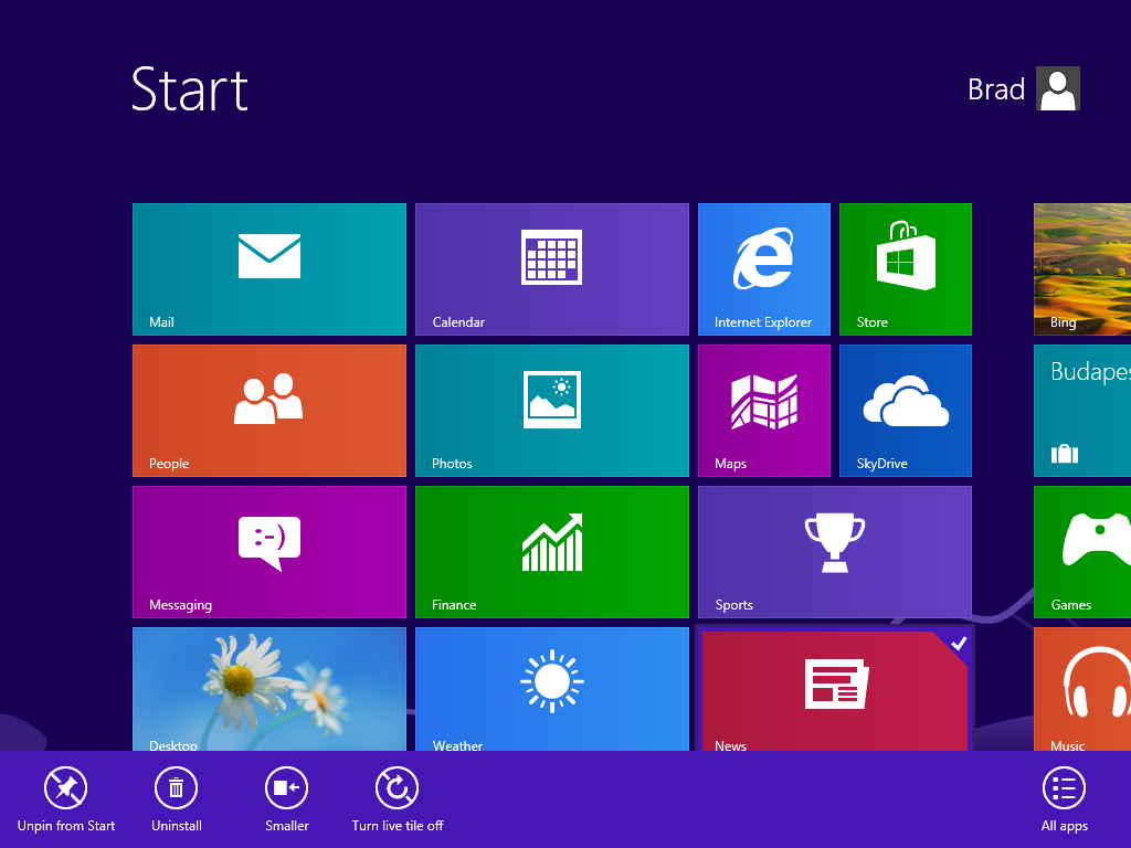 Windows 8 Tile prefs