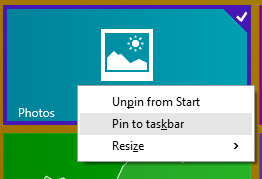 Windows 8.1 Update 1 Pin to taskbar