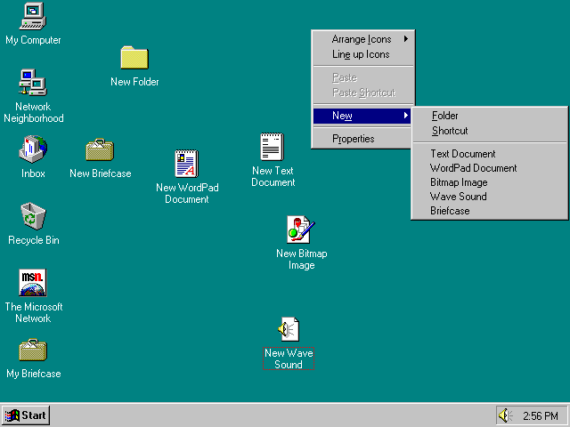 Windows 95 Context Menu