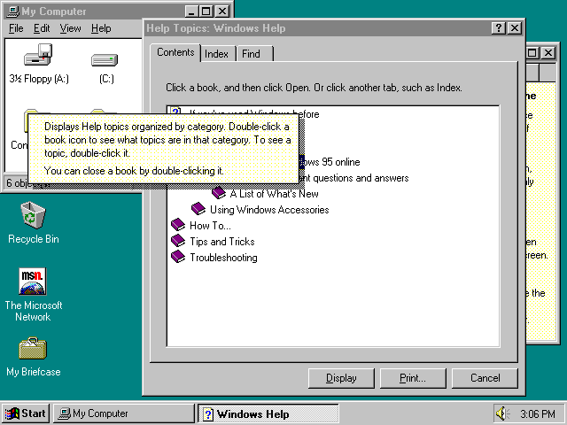 Windows 95 Help button