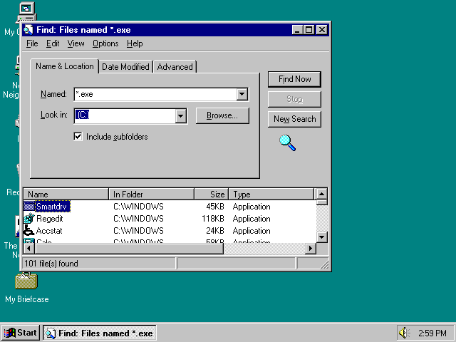 Windows 95 Search