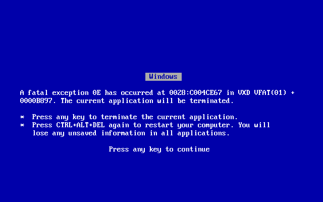 Windows ME BSOD