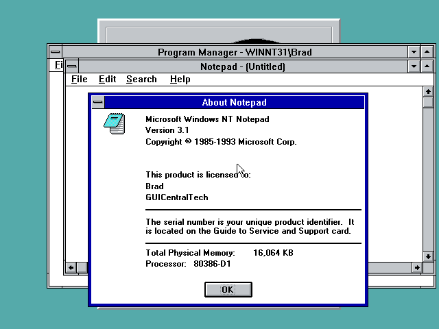 NT 3.1 32-bit program