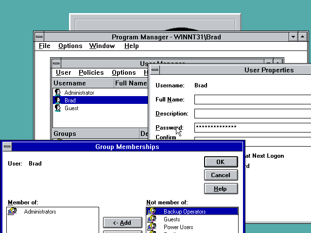 NT 3.1 User Manager
