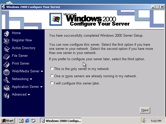 Windows Powered Configure as Server