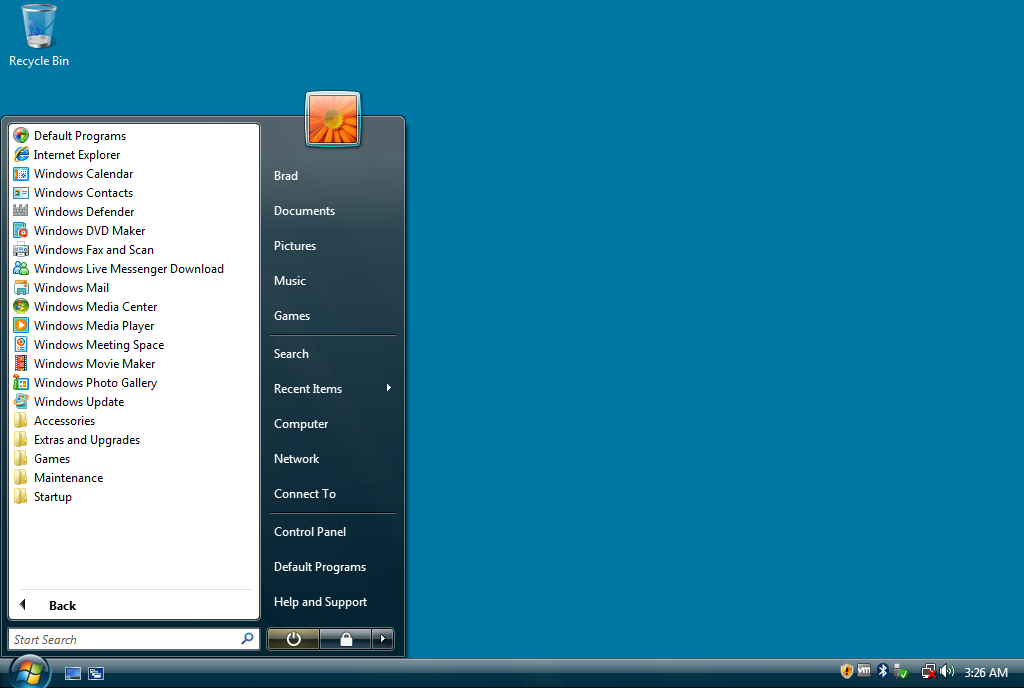 Windows Vista Menu