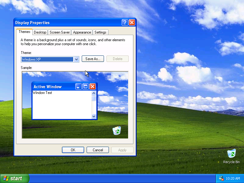 Windows XP Display Properties