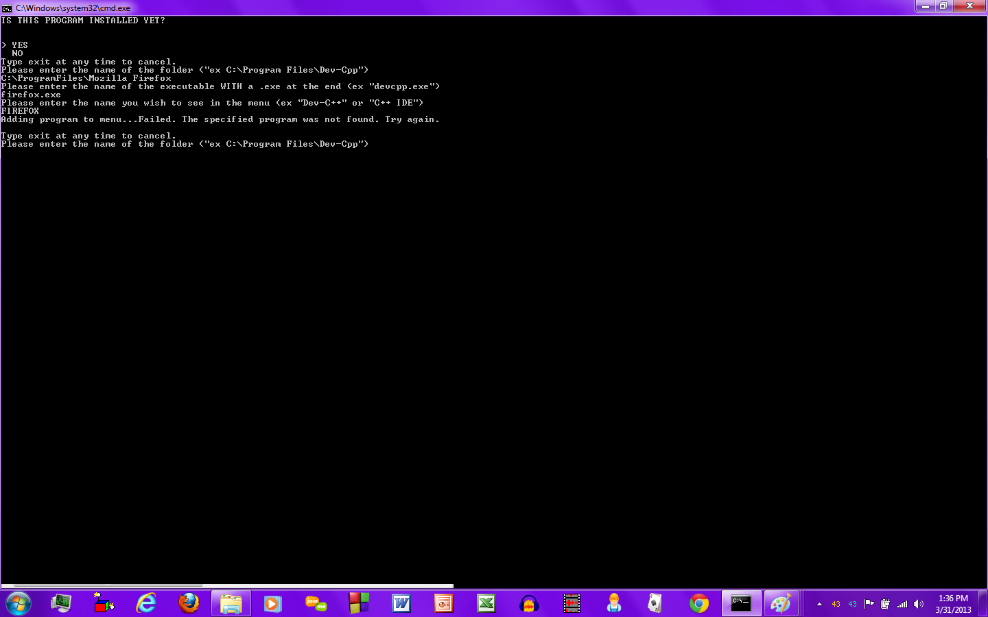 Cmd Shell Failed to add program