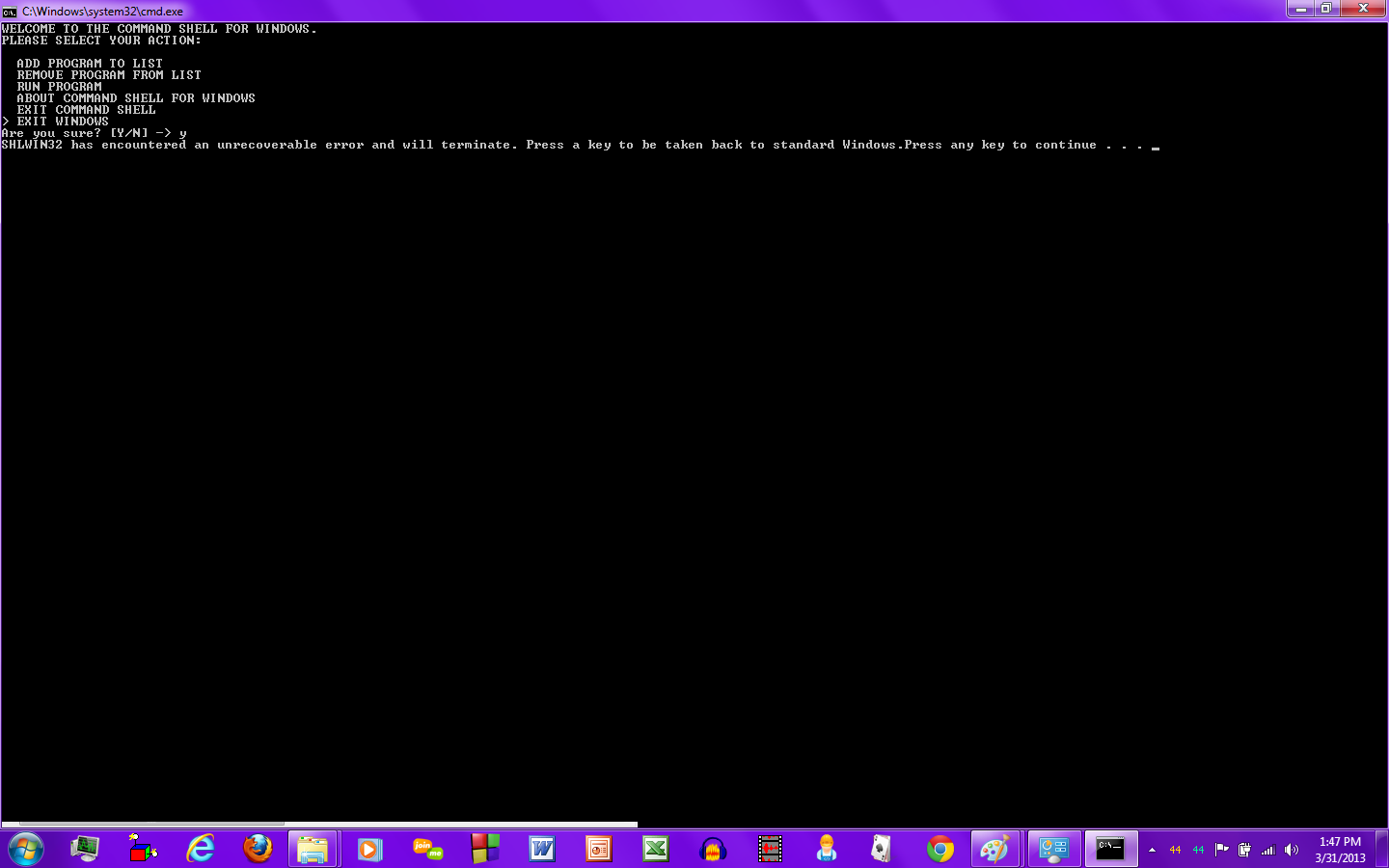 Cmd Shell Crash