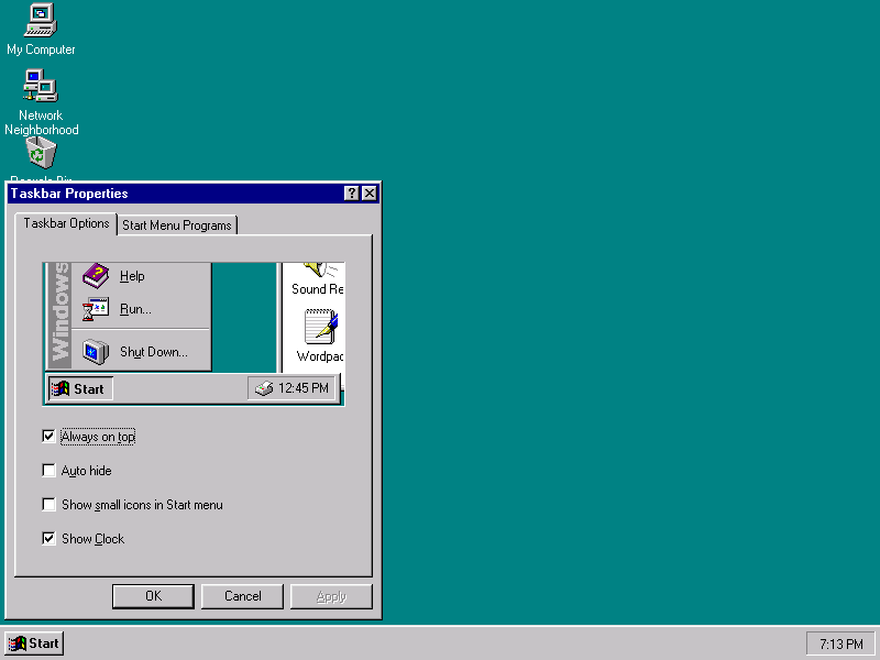 NewShell 2 Taskbar Properties
