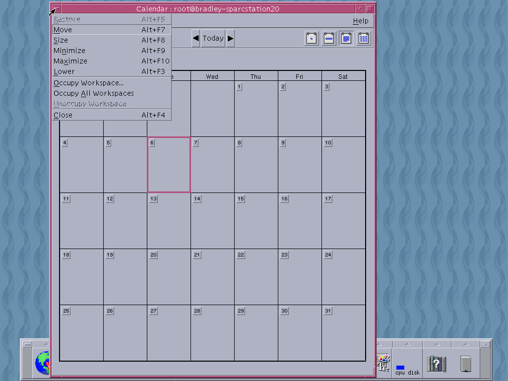 Solaris 10 U8 CDE Control menu