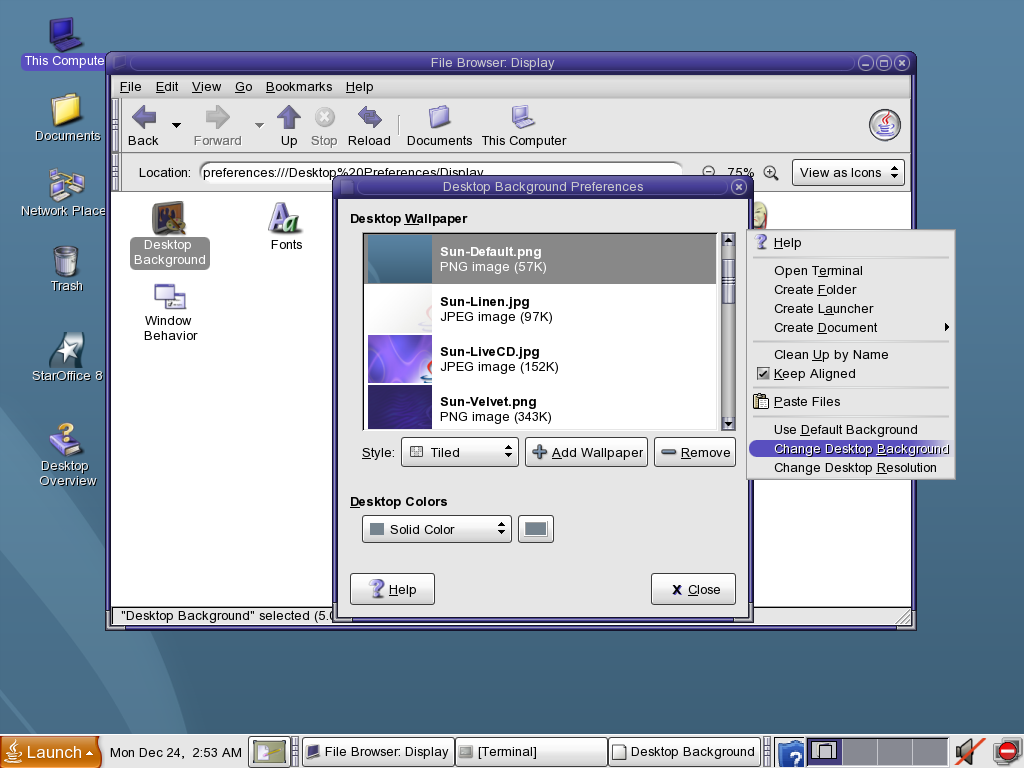 Solaris 10 U8 JDS Preferences